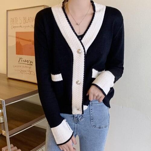 Plus size womens autumncoat female V-neck long-sleeved knitted cardigan jacket loose-fitting sweater coat