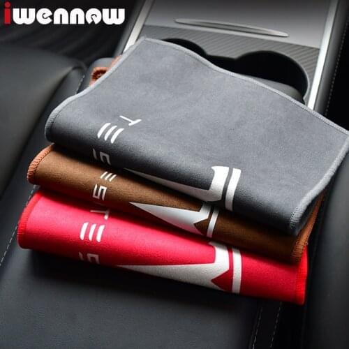 For Tesla Model 3 S X Y Car Towel Microfiber Wash Cloth Auto Cleaning Door Window Care Strong Water Absorbent Coral Fleece Suede