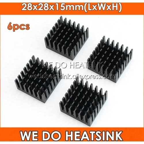 WE DO HEATSINK 6pcs 28x28x15mm Cheap CPU Aluminum Heatsink Radiators For Sale Black Anodized