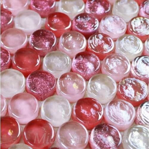 Pink lady penny round glass bathroom mosaic tile shower room floor decoration