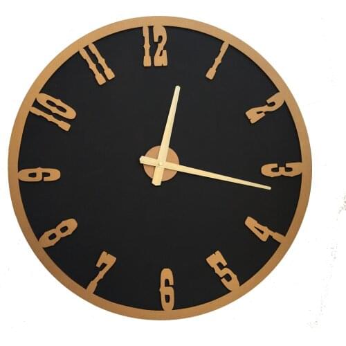 North Designed Nero Gold Decorative Wall Clock 48 Cm