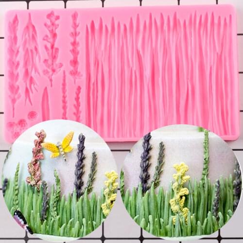 Wild Meadow Silicone Mold Lavender Cake Border Fondant Molds Wedding Cake Decorating Tools Candy Clay Chocolate Gumpaste Moulds