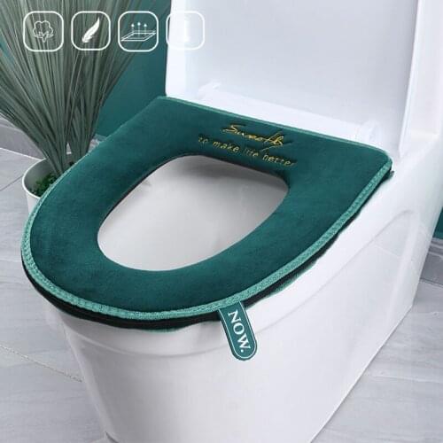 Warm Toilet Seat Cover With Handle Soft Plush Zipper Toilete Accessories Bathroom Decoration Accessories Wc Mat