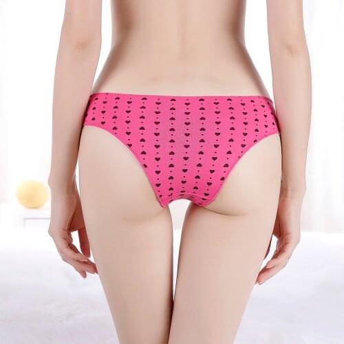 3Pcs/Set Cotton Bikini Panties For Women Sexy Lingerie Heart Print Underpants Fashion Female Soft Underwear Intimates