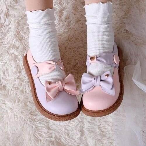 Lolita Shoes Sweet Princess Daily Japanese Vintage Flat Platform Shoes Lace Bowknot Kawaii Shoes Cosplay Loli Women Shoes