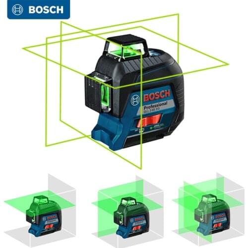 Bosch Laser Level 12/2 Lines Green Laser Self-Leveling Horizontal & Vertical Cross-Line Indoors and Outdoors GLL3-60XG GLL30G