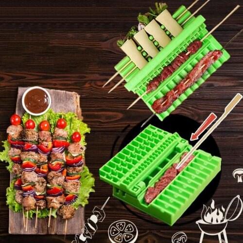 Barbecue Meat Skewer Device Machine BBQ Meat String Device Quick Portable Meat Skewer Box Easy Skewer Durable Reusable Skewers