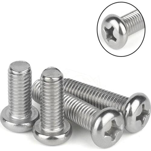 100pcs Cross Recessed Pan Round Head Screws M1 M1.2 M1.4 M1.6 M2 M2.5 Stainless Steel Phillips Machine Screw