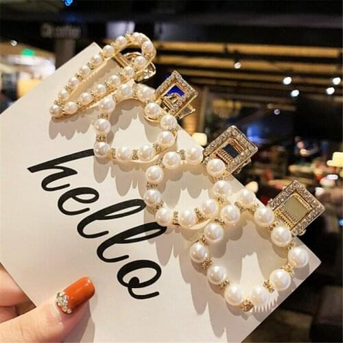 New Fashion 2019 Korean Girls Pearl Flower Hairpins Crystal Hair Pins Clips Rhinestone Hairgrips Bridesmaid Side Hair Clips