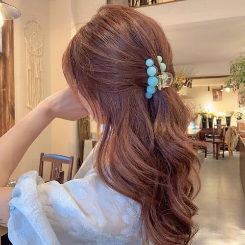Candy Color Pearls Hair Clips for Women Girls Hair Claw Chic Barrettes Bow Claw Crab Hairpins Styling Fashion Hair Accessories