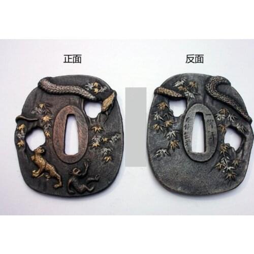 ALLOY GUARD TSUBA FOR JAPANESE SAMURAI SWORD KATANA ACCESSORY W SNAKE