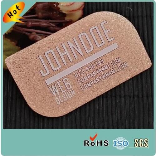 Factory Laser Cut Engraved Rose Gold Metal Business Cards