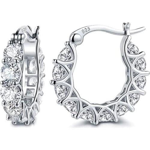 Graceful Yellow Gold Color U Hoop Earring for Women Inlay AAAAA Zircon Individual Character S925 Silver Earrings Fashion Jewelry