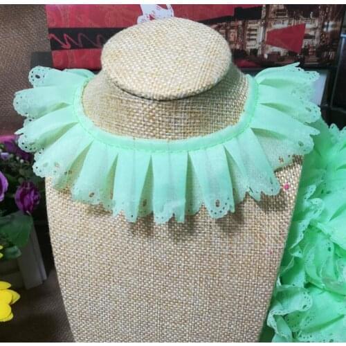 1M Pleated Lace Material Trim 3.5cm Guipure Hollow Blue Yellow Green Pink Lace Fabric Sewing Accessories Dress Decoration K11