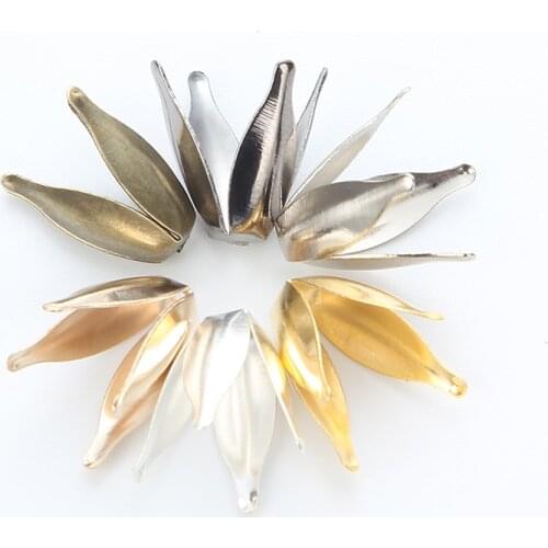 100pcs 13x8mm 7 Colors Silver Golden Flowers Beads Caps For Jewelry Making DIY Findings Bulk End Spacer Charms Bead Cap Supplies