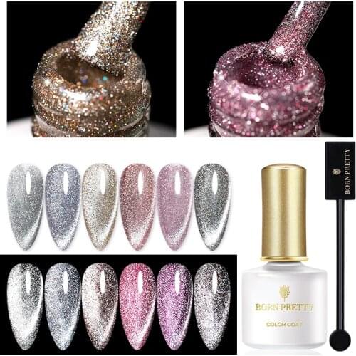 BORN PRETTY 2Pcs Set Holo Reflective Glitter Cat Magnetic Gel Holographics Effect Soak Off UV Gel Varnish with Magnetic Stick
