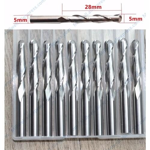5mm*28mm-10pcs,free shipping cnc solid carbide end mill,woodworking router bit,wood tool,ball head spherical milling cutter