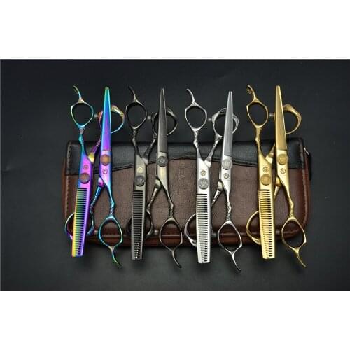 9001# 2Pcs/One Pair 6'' 17.5cm Hairdressing Scissors JP 440C Cutting Scissors + Thinning Shears Professional Human Hair Scissors
