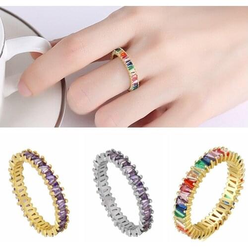 925 Silver Crystal Stone Round Ring Minimalist CZ Fashion Jewelry Elegant Birthday Gift For Women Wedding Banquet Wholesale