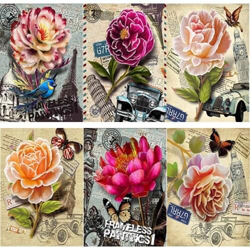 New 5D DIY Landscape Diamond Painting Rose Flower Diamond Embroidery Cross Stitch Full Square Round Drill Home Decor Manual Gift