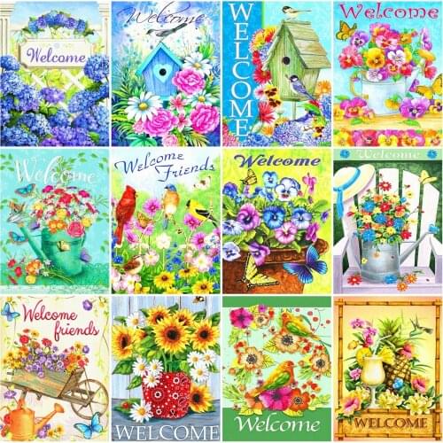 AZQSD Diamond Embroidery Text Mosaic Picture Of Rhinestones Handmade Diamond Painting Flower Cross Stitch Home Decor Gift