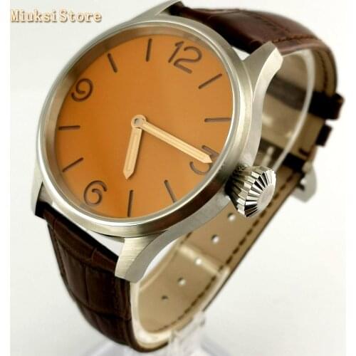 43mm classic luxury sapphire glass sterile dial luminous hands crystal hand winding waterpoof mens mechanical watch