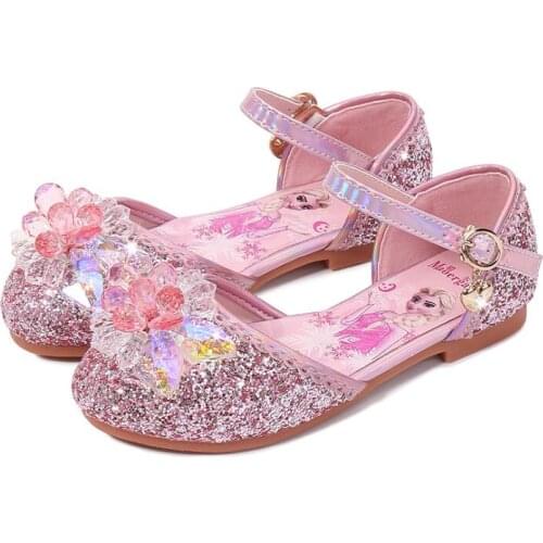 Disney Kids Glitter Sandals Princess Wedding Party Sandals For Girls Summer Children Sandals Flat With Rhinestone Bling Sequined