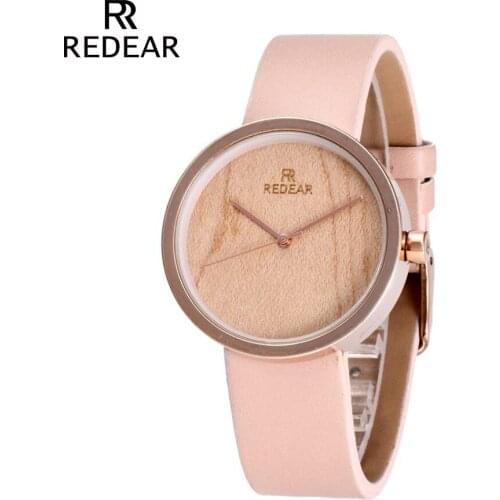 Women Watch Rose Gold with Maple Wood Watchs Scale Watche with Cute Pink Leather Strap As Daughter Mom Gifts