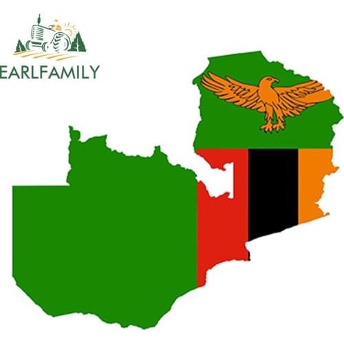 EARLFAMILY 13cm x 11cm Car Styling Zambia Map Flag Sticker Silhouette for Bumper Helmet Car Laptop Door Truck Car Sticker