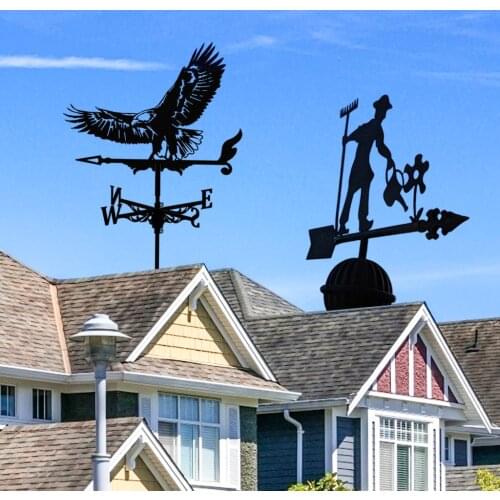 Weathervane Fence Mount Weather Vane Yard Farm Stake Ornament Weather Vanes For Yard Roofs Wind Vane Outdoor