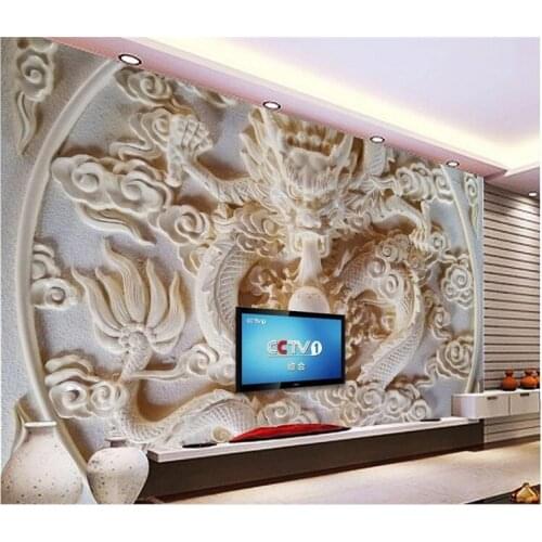 Chinese murals wallpaper Dragon Relief Custom photo wallpaper 3D stereoscopic wallpaper living room TV background wall