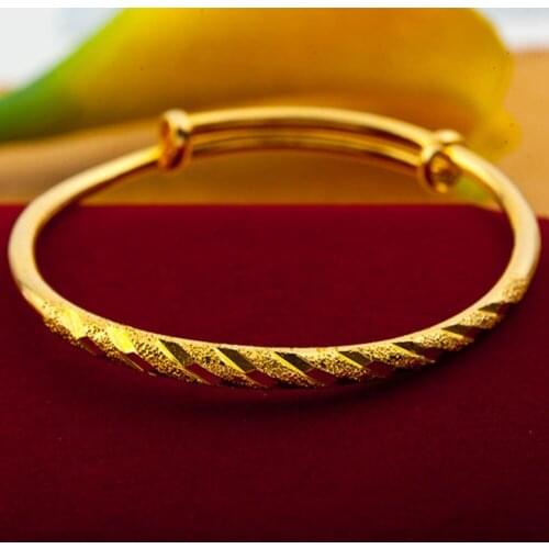 Children Bangle Yellow Gold Filled Classic Baby Bracelet Adjustable