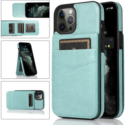 Vertical Flip Holder Crazy Horse Leather Case For iPhone 12 11 Pro Max Mini XR XS X 7 8 6 6s Plus 5 Card Slots Dual Layer Wallet