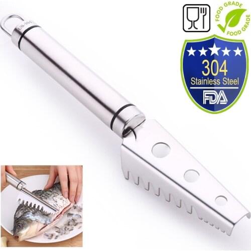 Kitchen Tools Cleaning Fish Skin Stainless Steel Fish Scraper Brush Remover Cleaner Descaler Skinner Scaler Fishing Tools