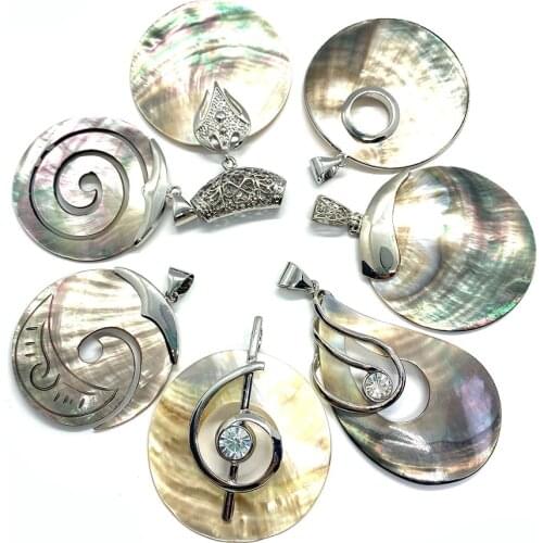 Natural Color Geometric Shape Shell Piece Pendant, Metal Decoration Design, Musical Notes, Used for DIY Necklace Accessories