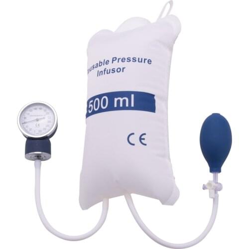 Infusion Pump Pressure Bag 500Ml with Gauge and Hand Pump Ball Reusable Pressure Infusion Bag