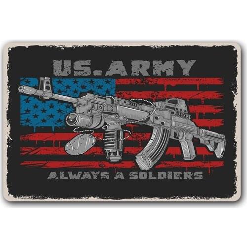 Metal Wall Sign US.ARMY Military Fan Enthusiasts Home Interior Retro Wall Decoration Old-fashioned Square Metal Sign 8X12 Inches