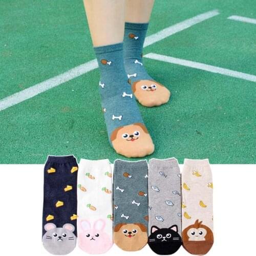 New fashion women cute cartoon socks 5pairs/lot autumn-winter thermal socks ladies and womens cotton animal sock girl