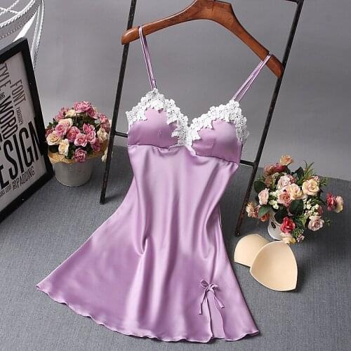 New Silk Lace Women Sleepwear Ladies Sexy Lingerie Sleepdress Babydoll Nightdress Nightgown Sleepshirts Homewear 6 color 4 Sizes