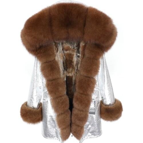 Maomaokong New Fox Fur Collar Womens Clothing Parker Detachable Rabbit Fur Grass Liner Mid-Length Coat Female Coat Winter