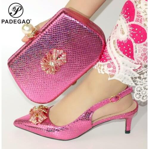 2020 Classics New Coming Italian Pink Color Shoes And Bag To Match Set African High Heels Party Shoes And Bag Set For Wedding