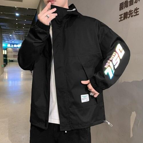 2021 spring and autumn new jacket casual jacket Hong Kong style mens jacket colorful reflective trend youth outerwear trend men