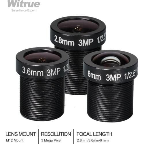 Witrue 3MP 2.8/3.6/6mm CCTV LENS Security Camera Lens M12 Mount 1/2.5" Image Format Surveillance Camera Lens