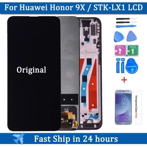 Original For Huawei Honor 9X LCD Display 6.59 inch Touch Screen Digitizer Assembly Frame For Huawei Honor 9X Premium STK-LX1 lcd