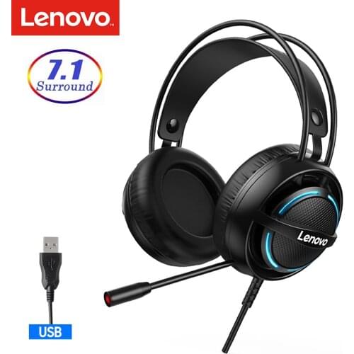 Lenovo G30 Wired Headset 7.1 Stereo RGB Over-Ear Gaming Headphone with Mic Noise Canceling USB/3.5mm For for Laptop Computer