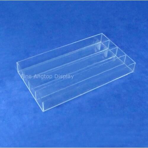 4 Dividers Acrylic Lucite Rectangular Decorative Jewelry Tray Earring Rings Bracelets Necklace Storage Box Holder