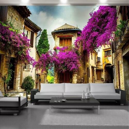 Romantic 3d Landscape Wallpaper Beautiful European Stone Flower House Home Decor Living Room Bedroom Painting Mural Wallpapers