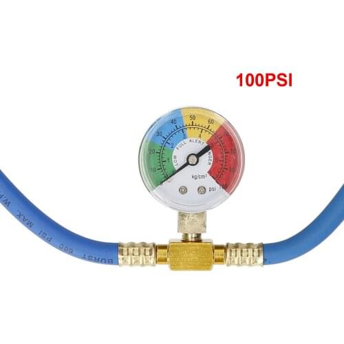 R134A AC Refrigerant Charge Hose,Recharge Hose with Gauge,1/2’’ Can Tap Air Conditioning Pressure Gauge R134A