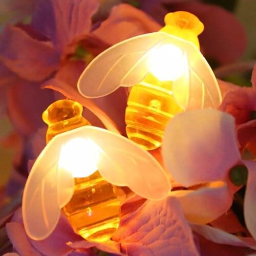 Bee LED Light String Holiday Lights Garland Battery USB Operated Fairy Wedding Ramadan Diwali Christmas Decoration 10Leds IL