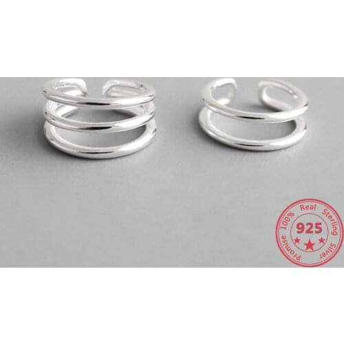 BITWBI 100% 925 Sterling Silver Multilayer Ear Cuff Clip On Earrings For Women Girl Without Piercing Earring Fine Jewelry